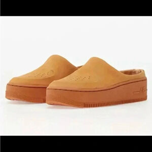 NEW Nike Air Force 1 Lover XX Orange  Suede Leather Slip On Mule Sneakers size 8